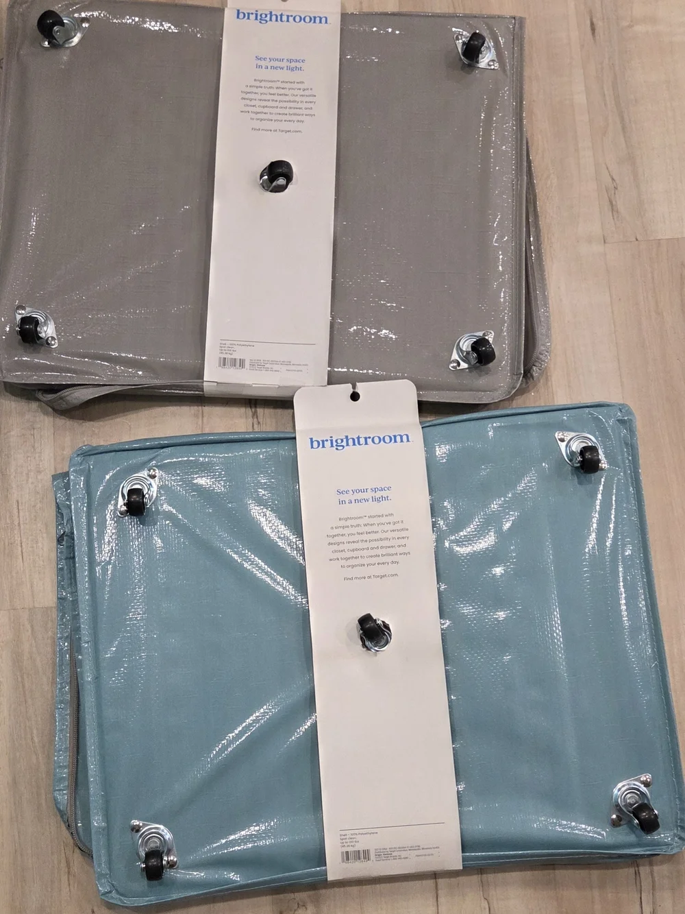 Set Of 2 Large Reusable Rolling Grocery Tote Bags